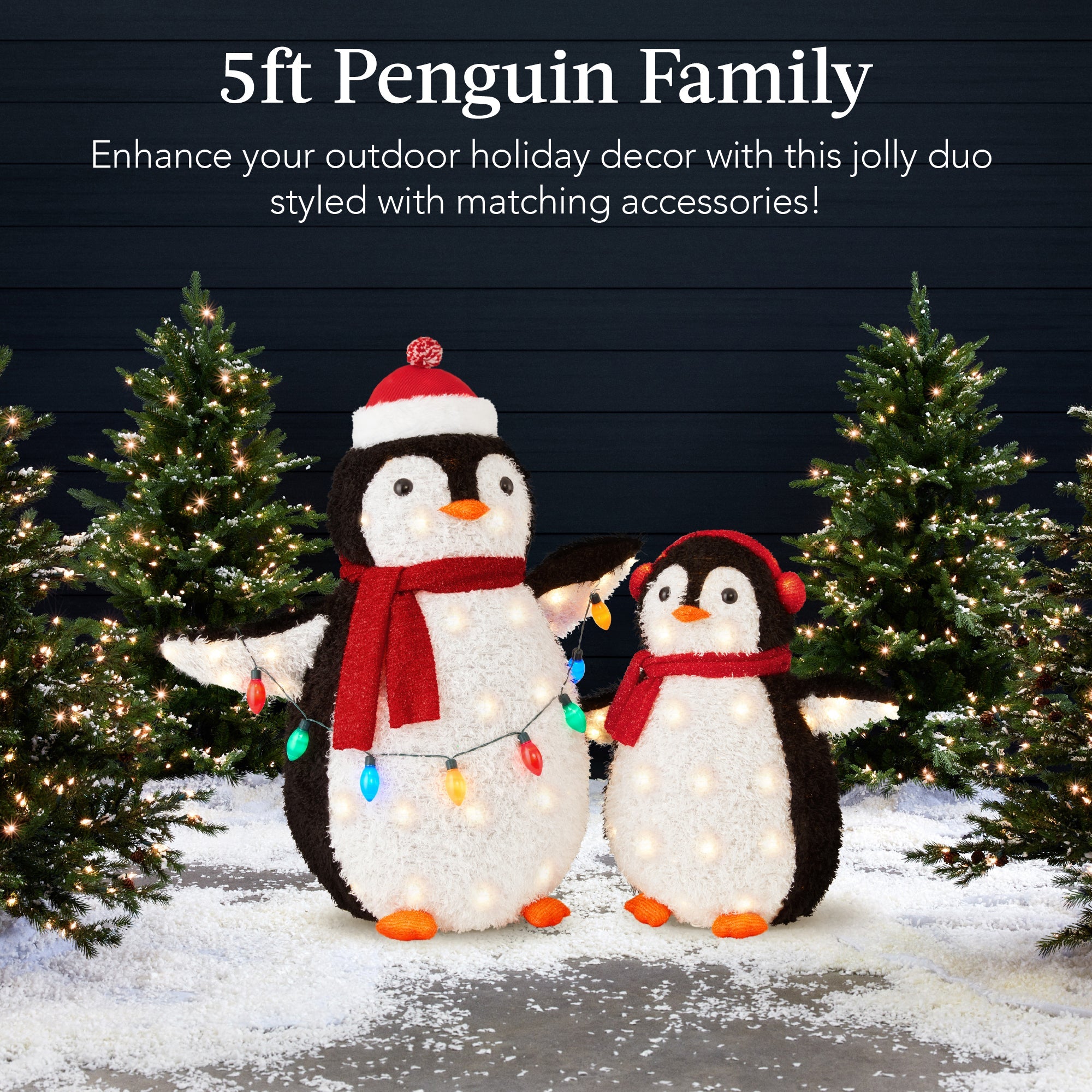 5Ft Lighted Penguin Family 210 LEDs XL Pop Up Outdoor Christmas Yard Decor