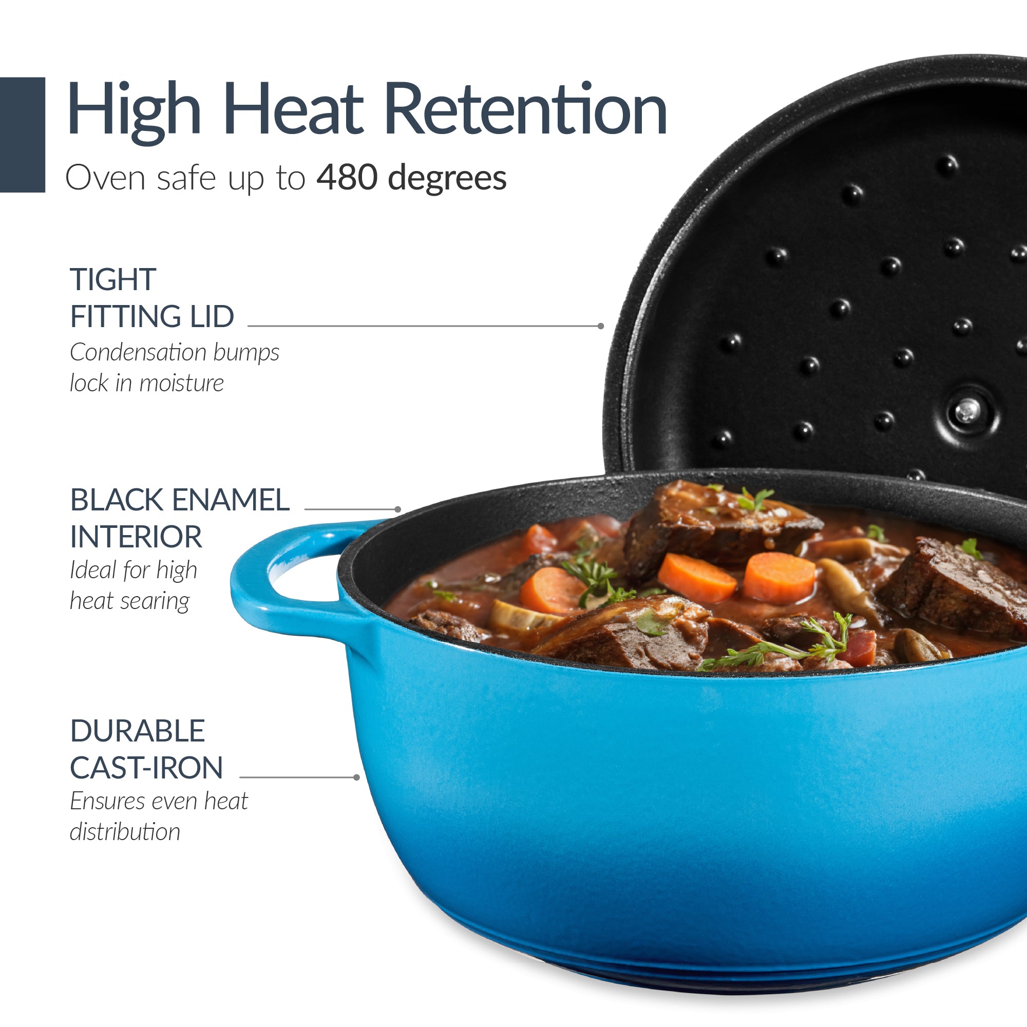 6-Piece Cast Iron Cookware Set Dutch Oven Skillet W/Lid Grill Pan Press