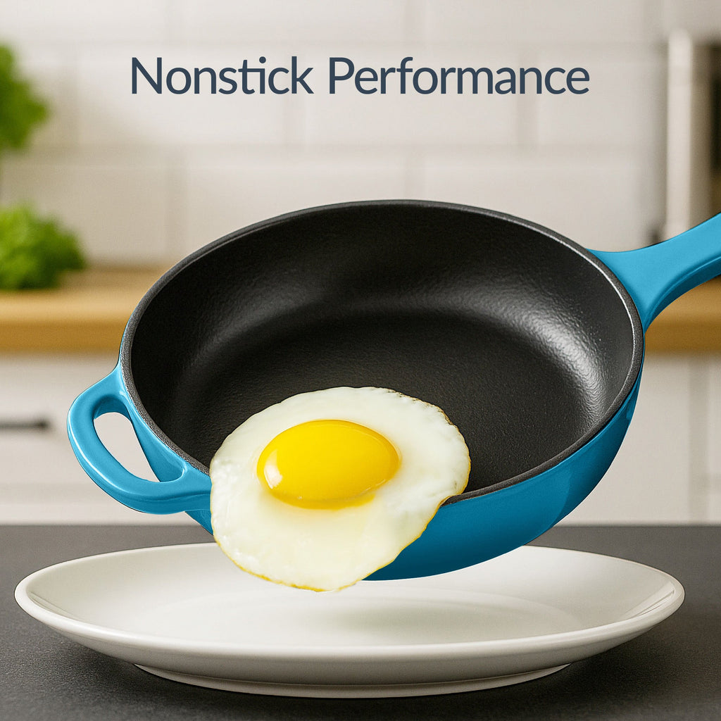 6-Piece Cast Iron Cookware Set Dutch Oven Skillet W/Lid Grill Pan Press
