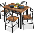 5-Piece Modern Dining Set Kitchen Table W/ 4 Matching Chairs & Storage Rack