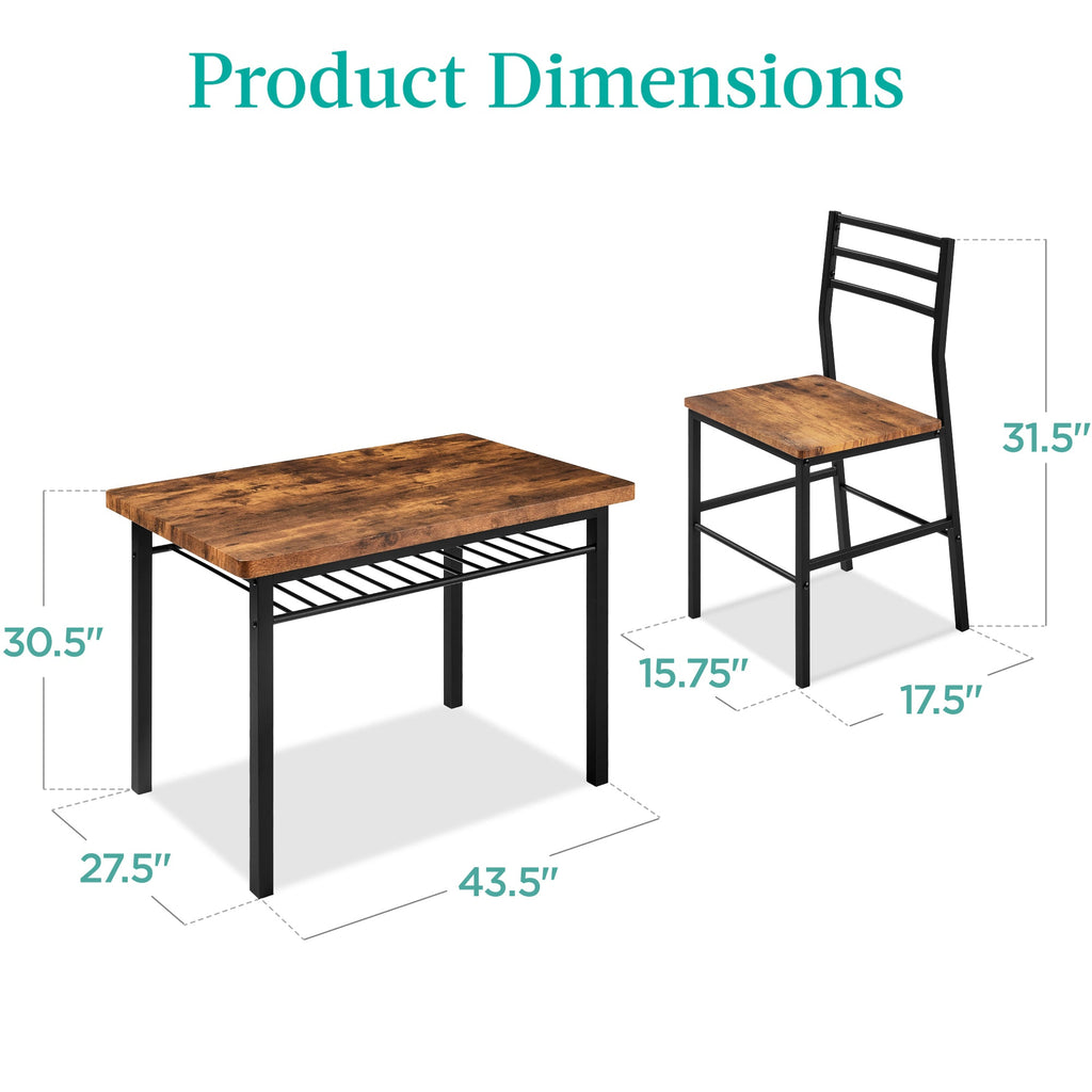 5-Piece Modern Dining Set Kitchen Table W/ 4 Matching Chairs & Storage Rack