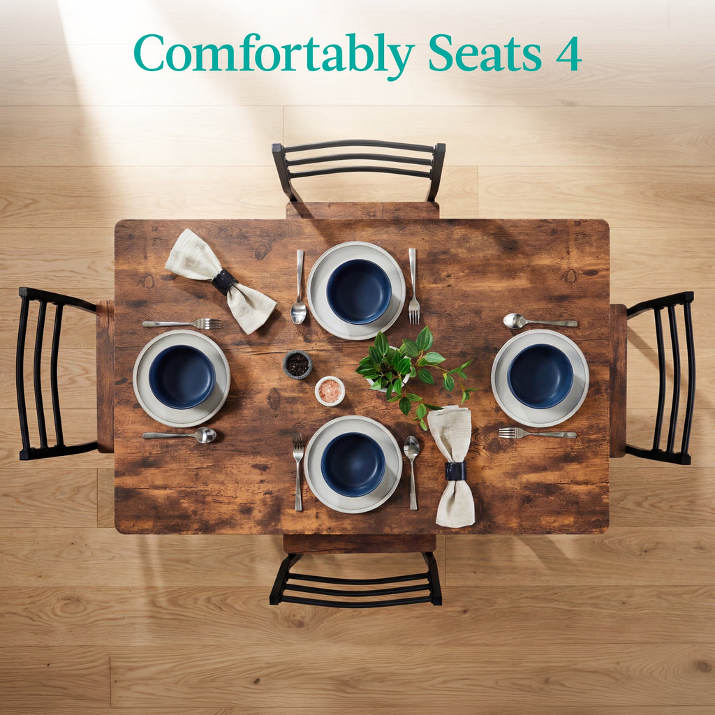 5-Piece Modern Dining Set Kitchen Table W/ 4 Matching Chairs & Storage Rack