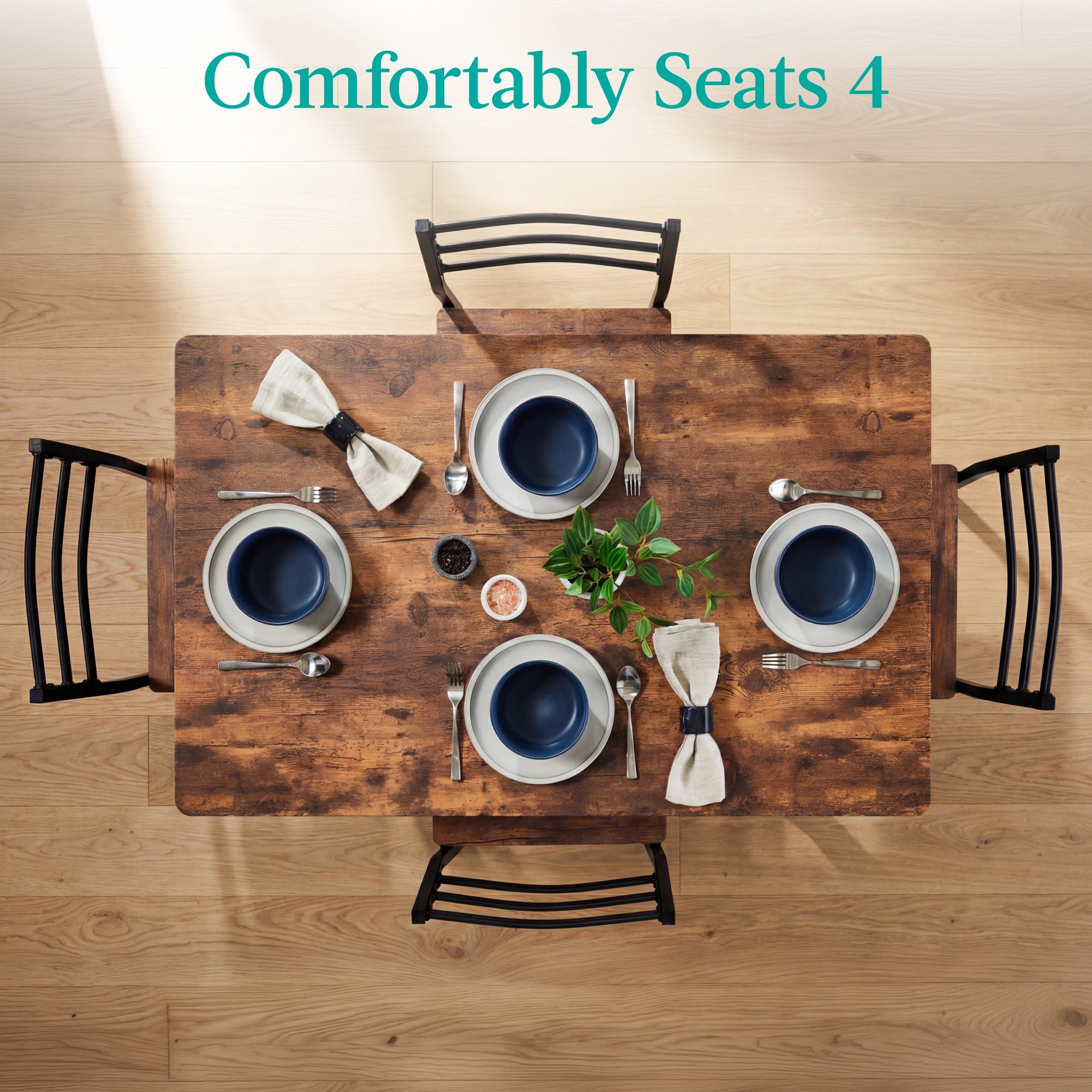 5-Piece Modern Dining Set Kitchen Table W/ 4 Matching Chairs & Storage Rack