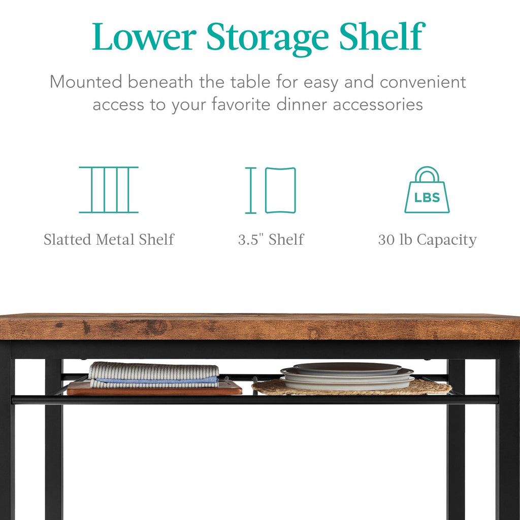 5-Piece Modern Dining Set Kitchen Table W/ 4 Matching Chairs & Storage Rack