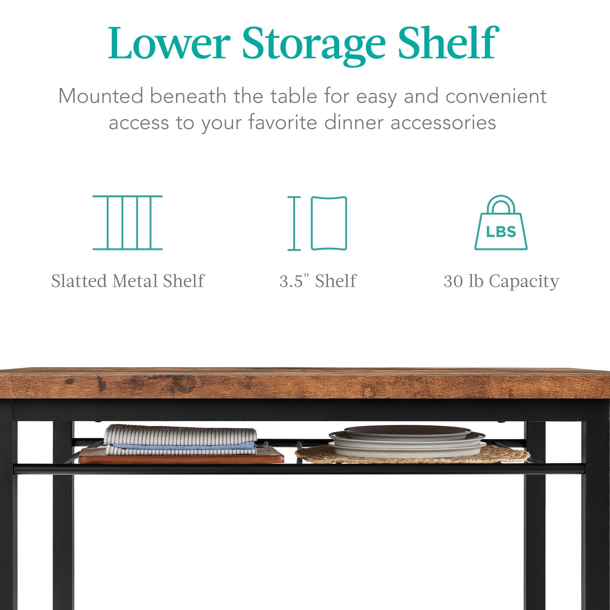 5-Piece Modern Dining Set Kitchen Table W/ 4 Matching Chairs & Storage Rack