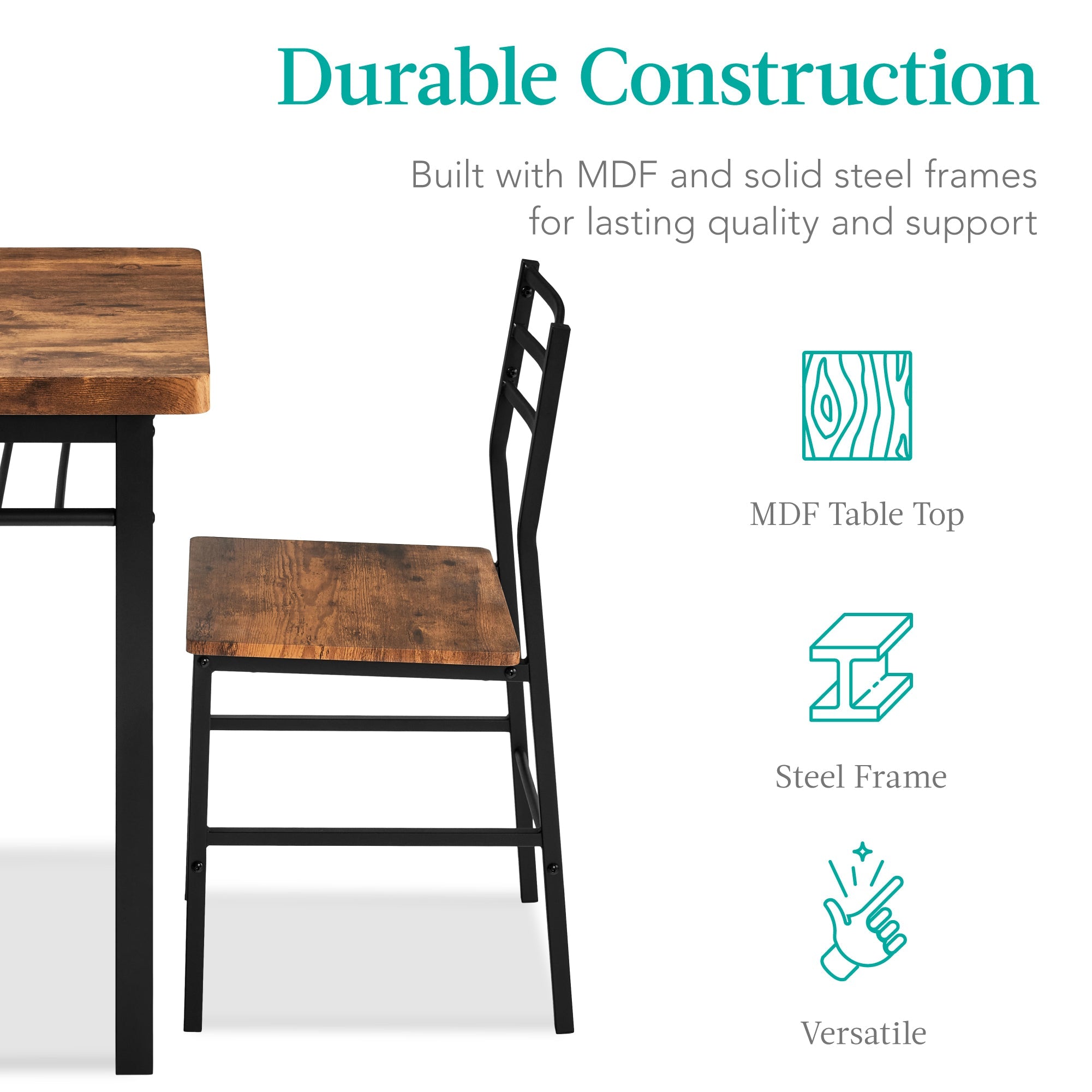 5-Piece Modern Dining Set Kitchen Table W/ 4 Matching Chairs & Storage Rack