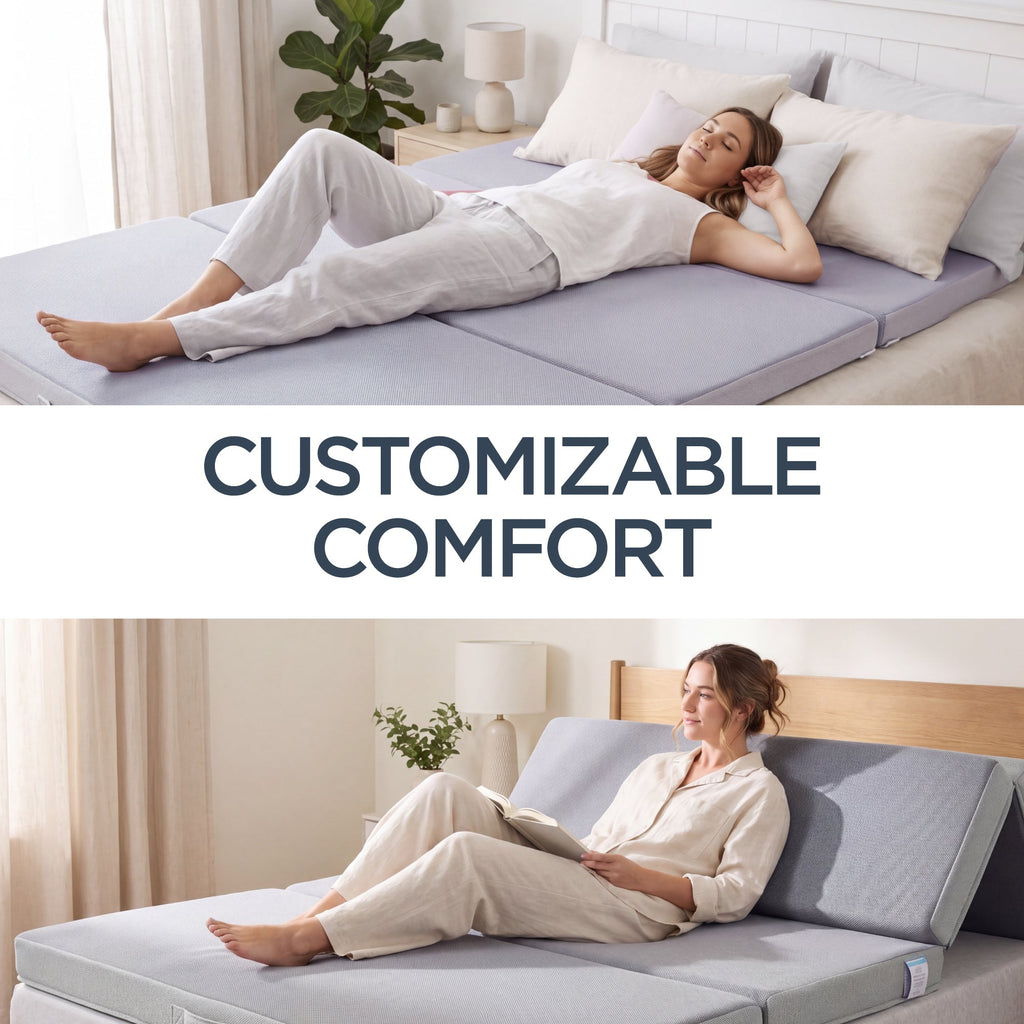 4in Portable Mattress Topper Tri-Fold Mattress Pad - Gray