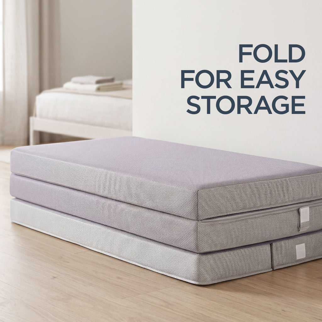 4in Portable Mattress Topper Tri-Fold Mattress Pad - Gray