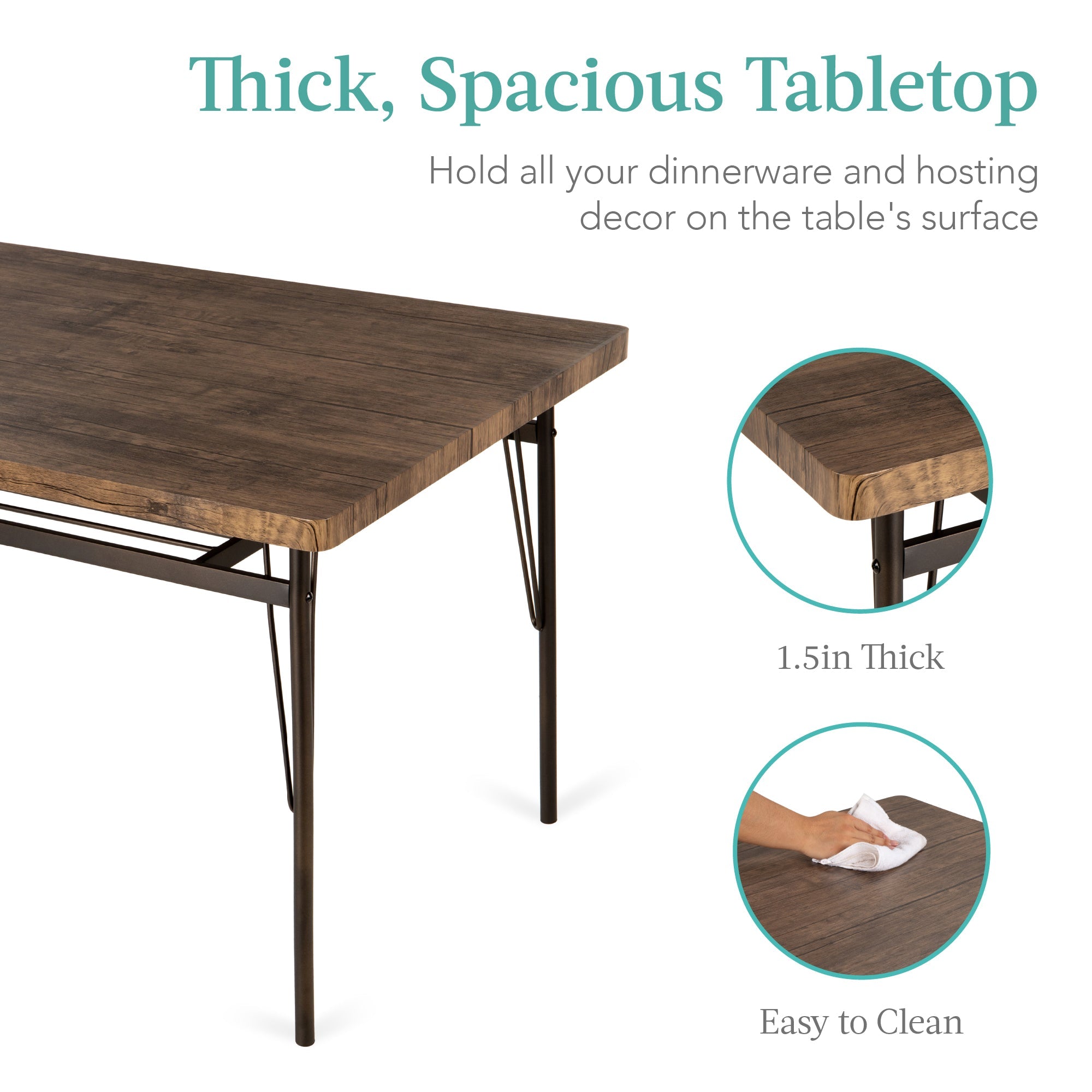 6-Piece Modern Dining Set w/ Storage Racks Table Bench 4 Chairs - 55in