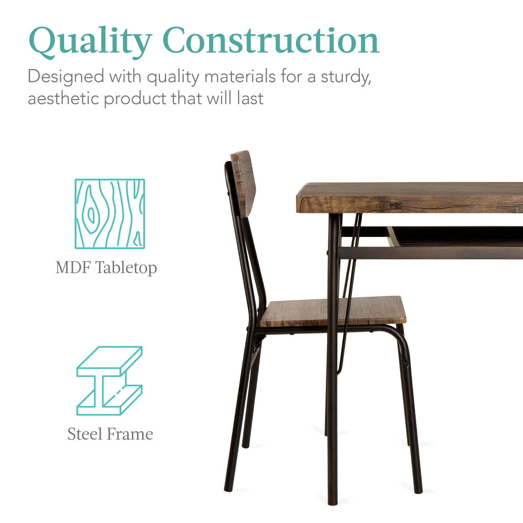 6-Piece Modern Dining Set w/ Storage Racks Table Bench 4 Chairs - 55in