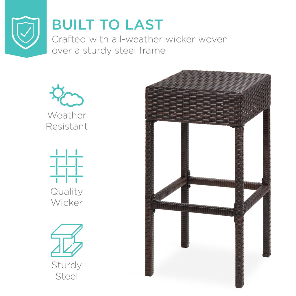 5-Piece Wicker Bar Set w/ 4 Stools Built-In Bottle Opener Hidden Storage