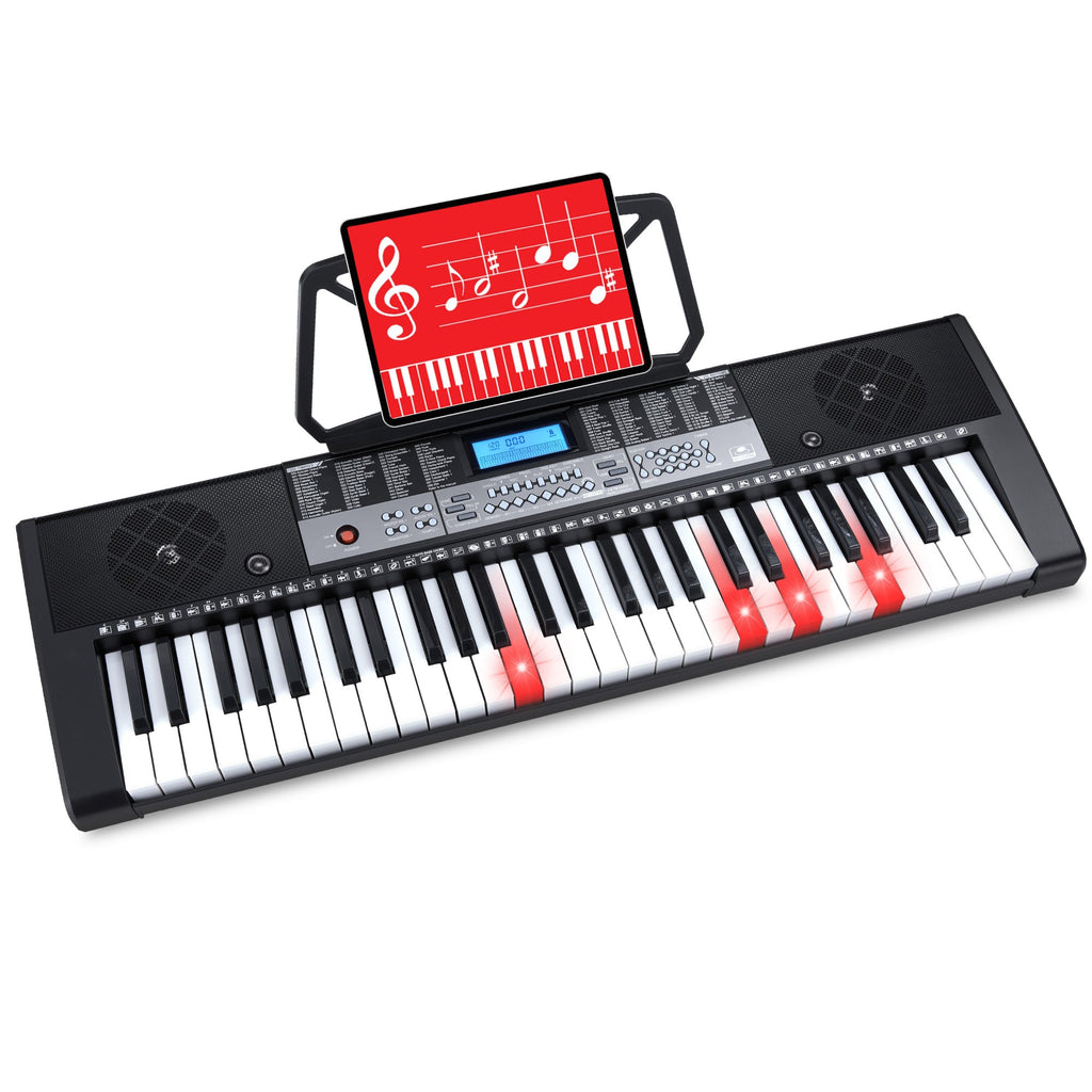 54-Key Beginners Electronic Keyboard Piano Set w/ Lighted Keys LCD Screen