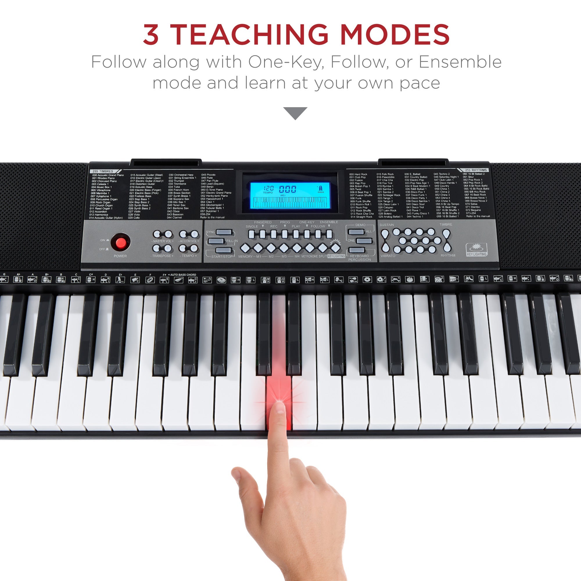 54-Key Beginners Electronic Keyboard Piano Set w/ Lighted Keys LCD Screen