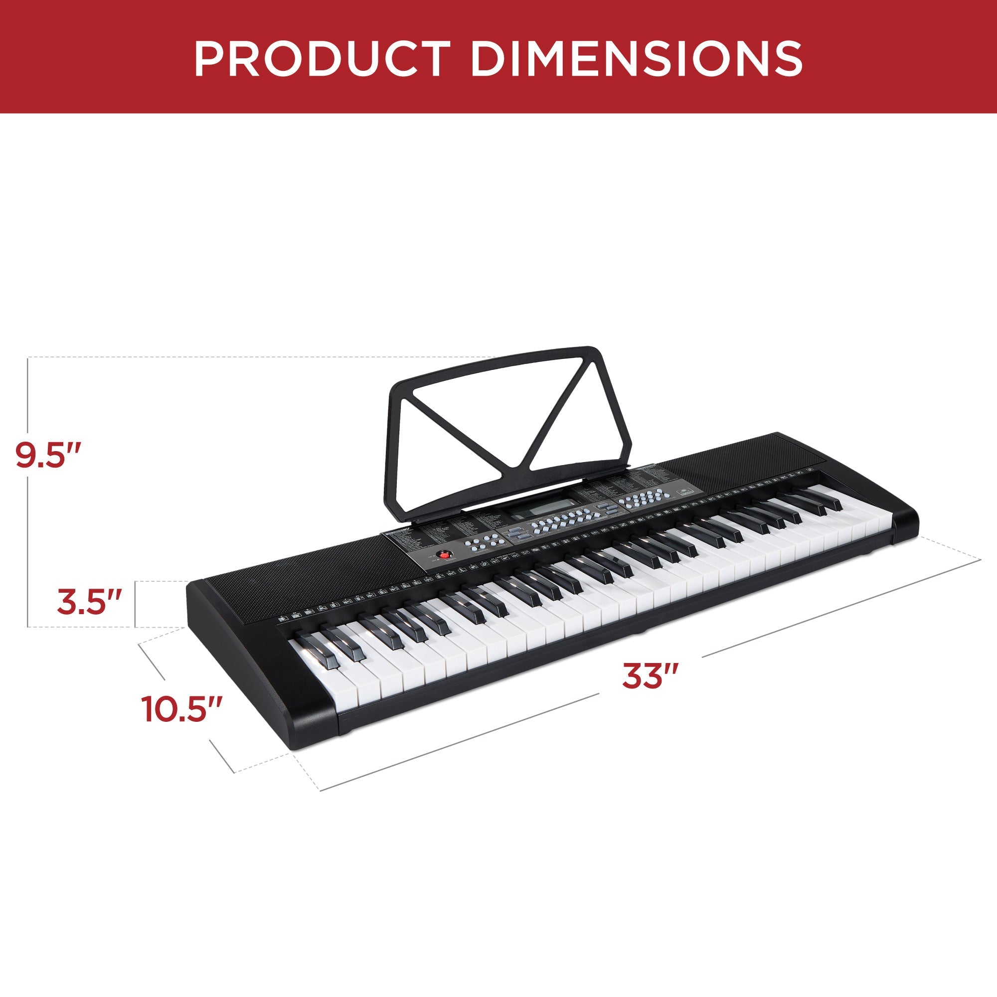 54-Key Beginners Electronic Keyboard Piano Set w/ Lighted Keys LCD Screen