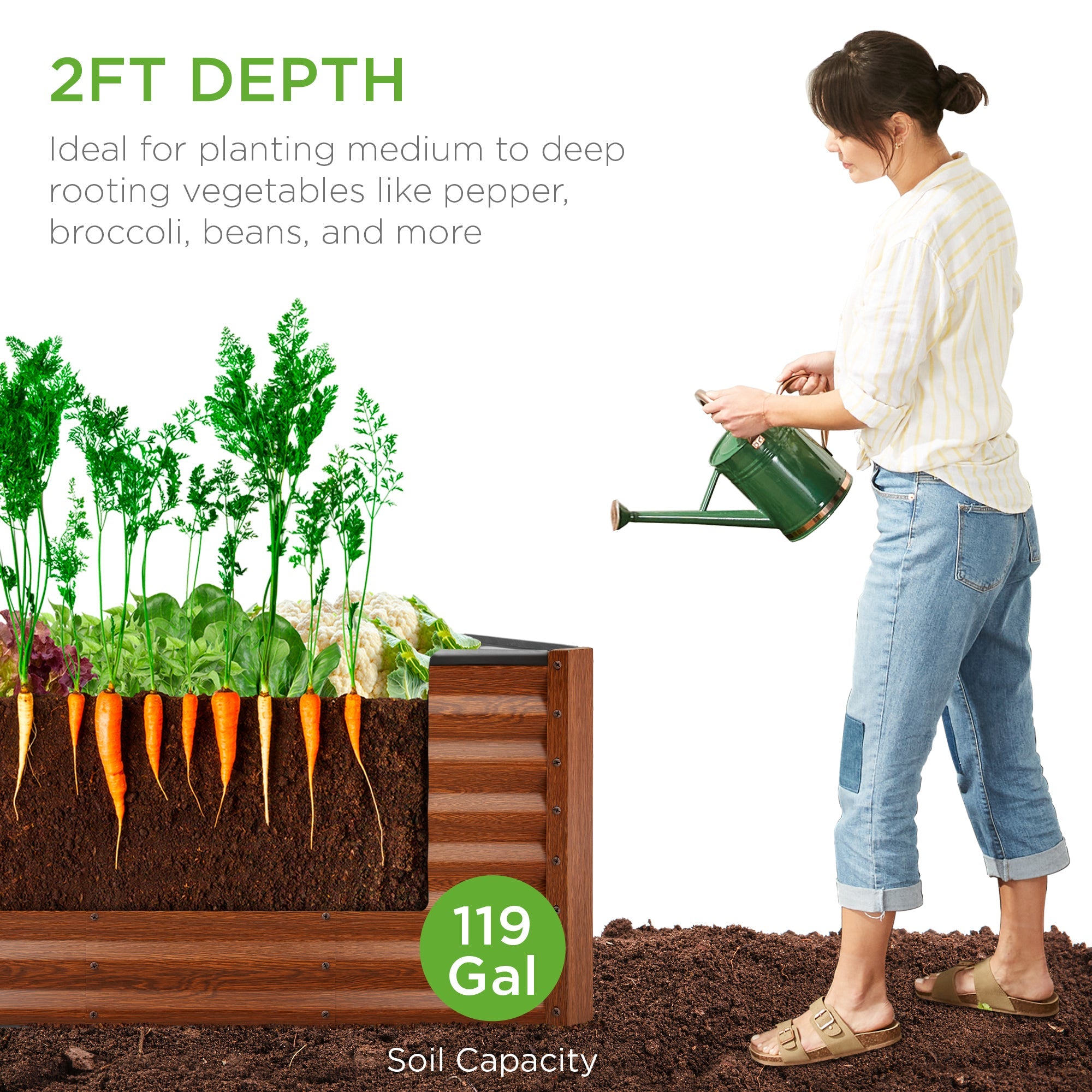 4x2x2FT Outdoor Steel Garden Bed for Vegetables Flowers & Herbs