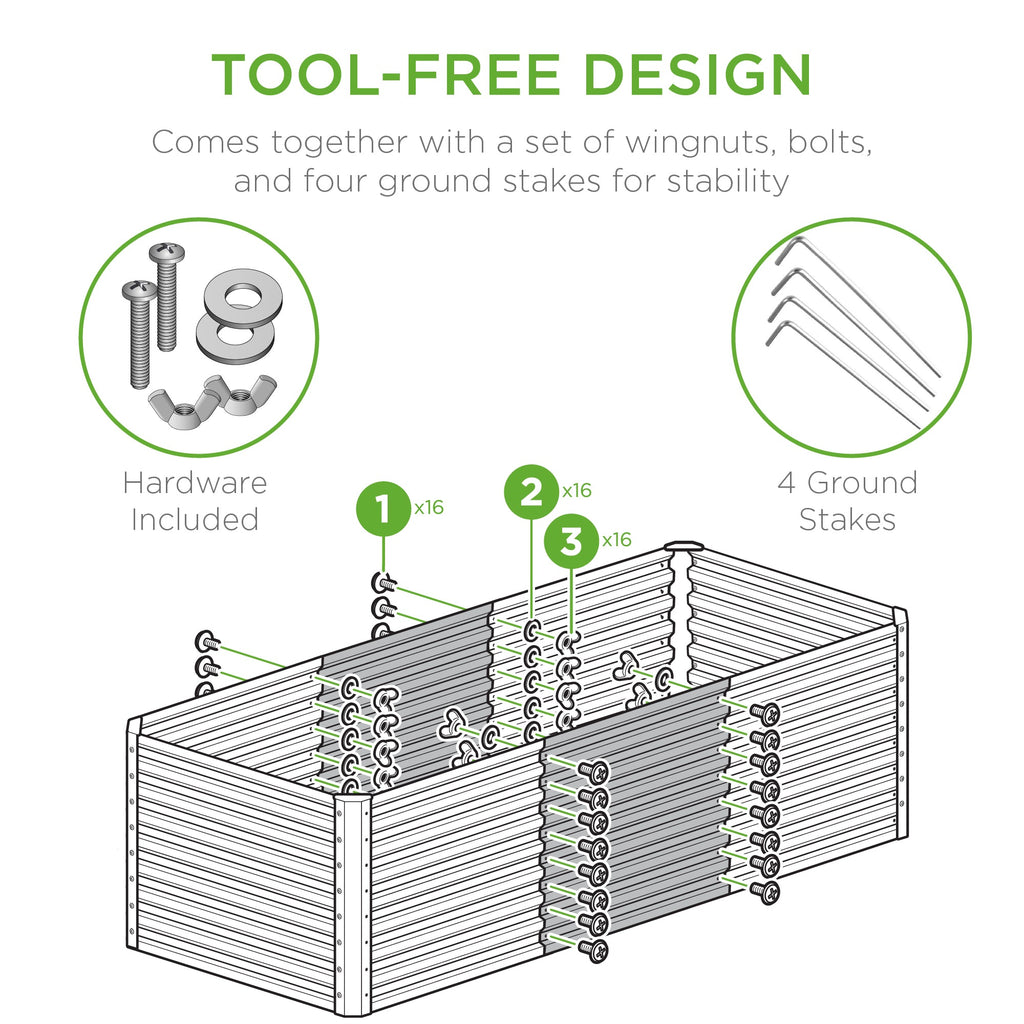4x2x2FT Outdoor Steel Garden Bed for Vegetables Flowers & Herbs