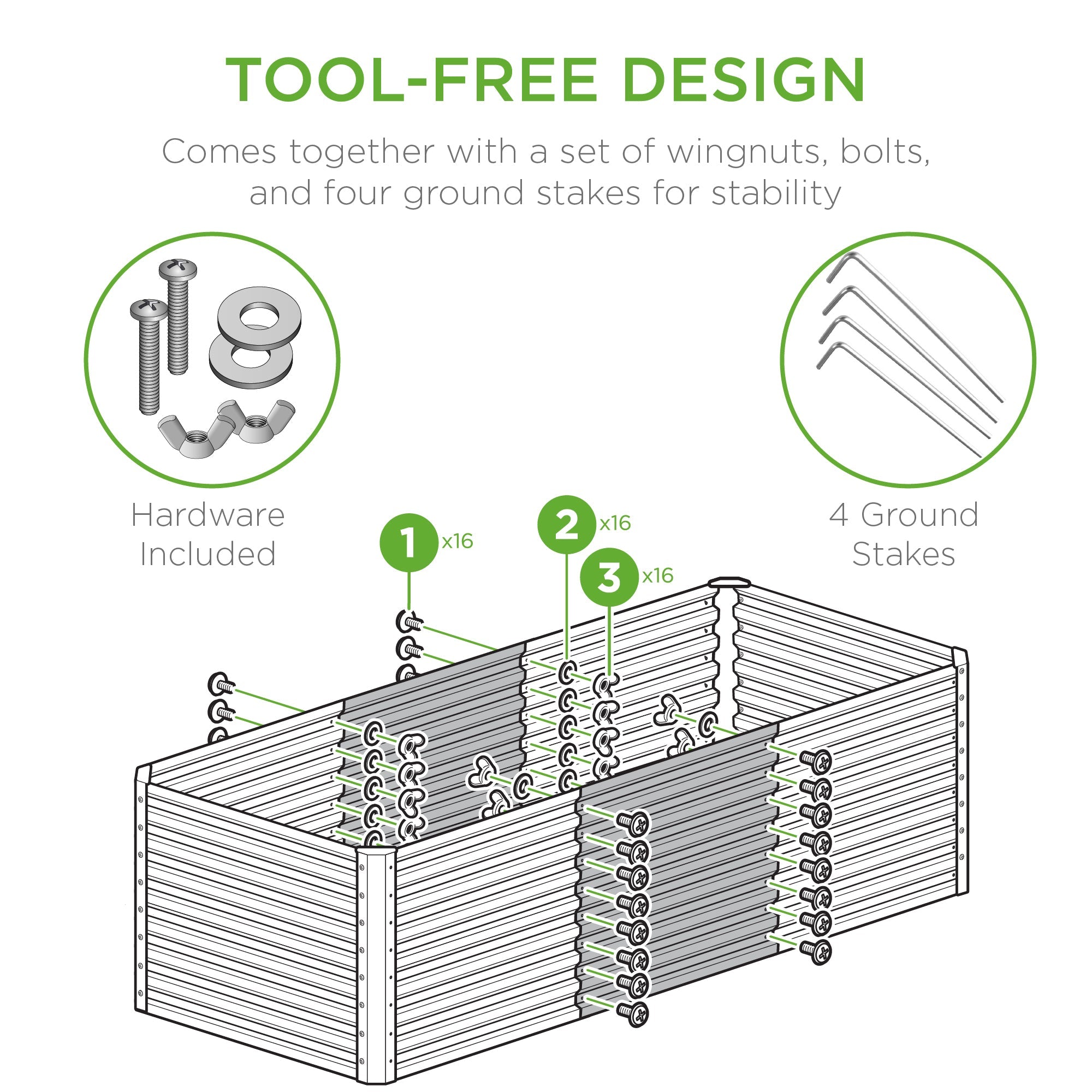 4x2x2FT Outdoor Steel Garden Bed for Vegetables Flowers & Herbs