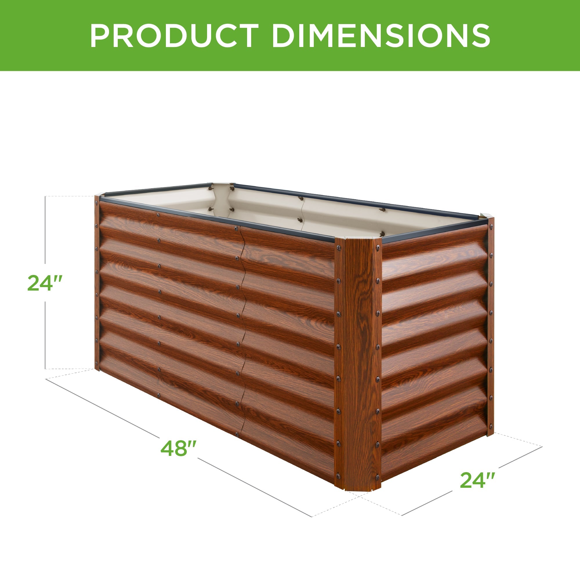 4x2x2FT Outdoor Steel Garden Bed for Vegetables Flowers & Herbs