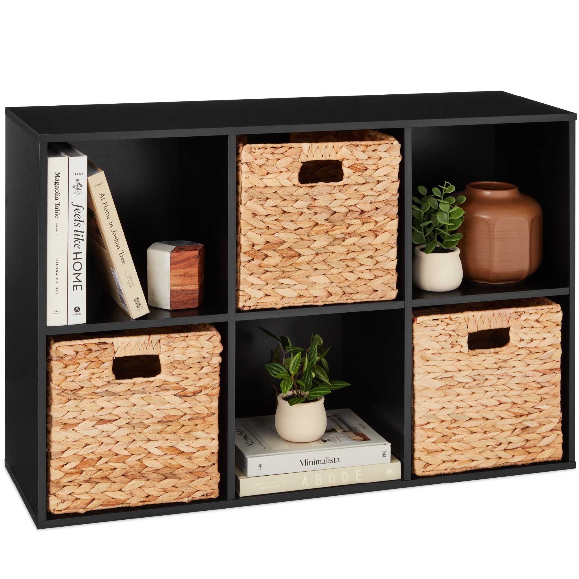 6-Cube Bookshelf 11in Storage Display w/ Removable Panels Customizable