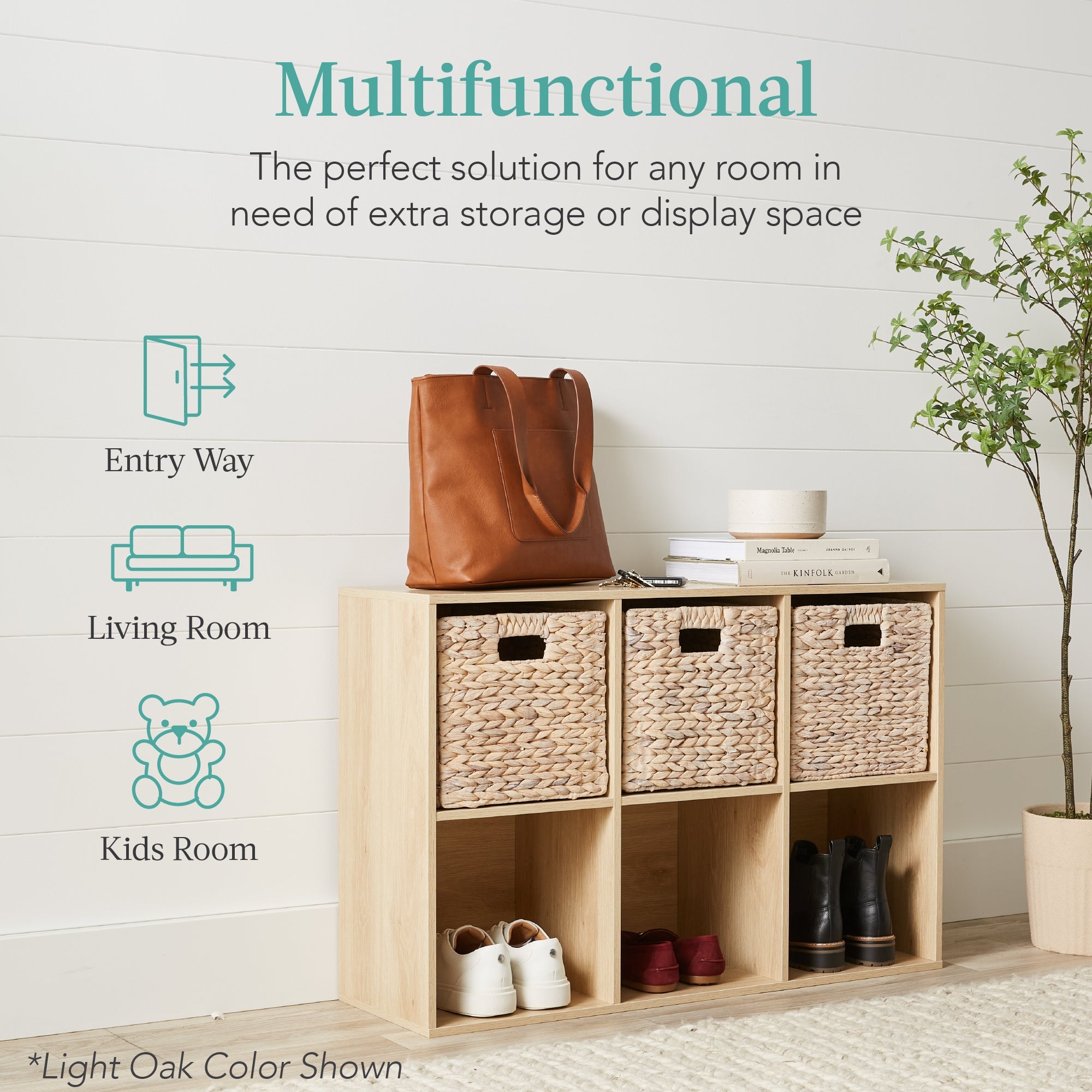 6-Cube Bookshelf 11in Storage Display w/ Removable Panels Customizable