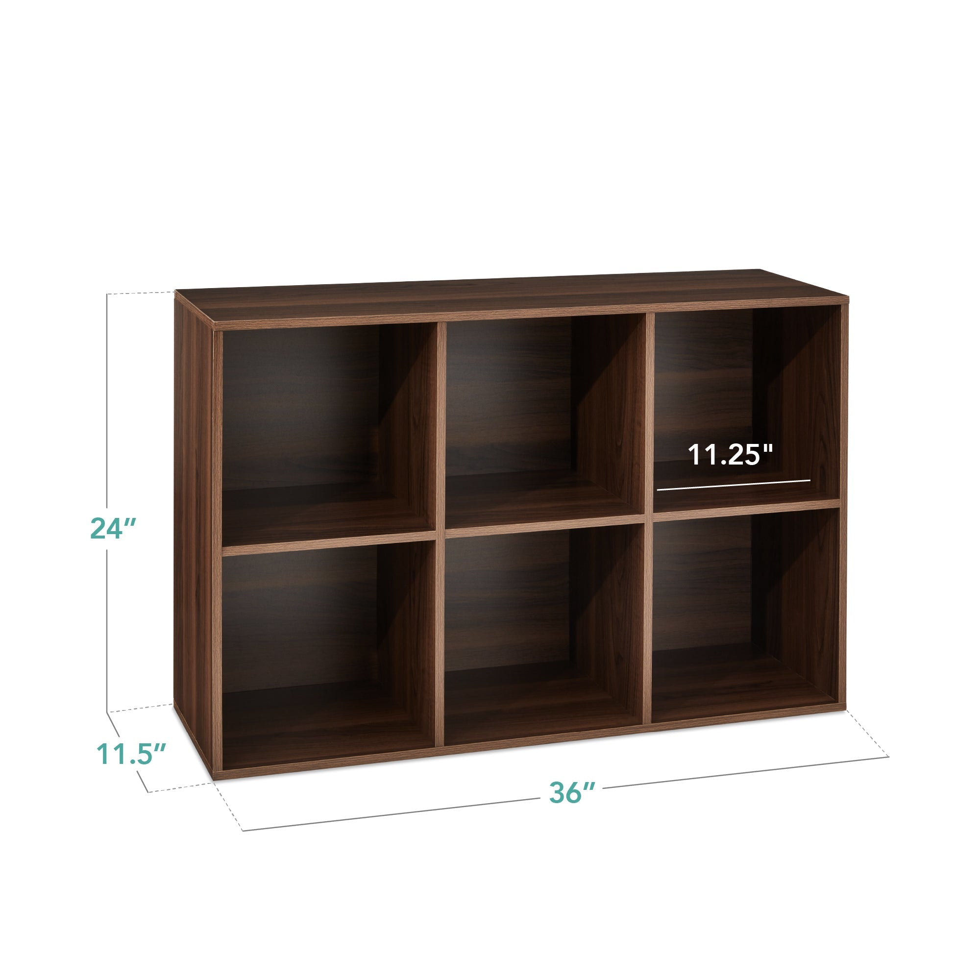 6-Cube Bookshelf 11in Storage Display w/ Removable Panels Customizable