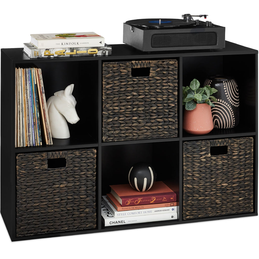 6-Cube Bookshelf 13.5in Storage Display w/ Removable Panels Customizable