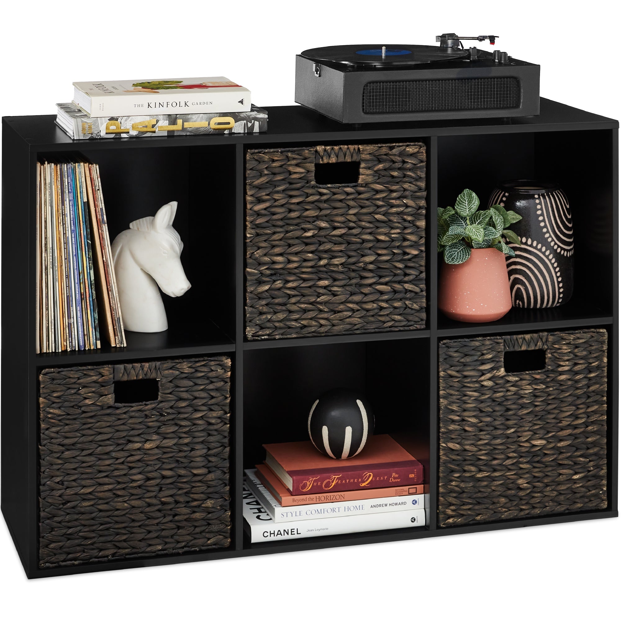 6-Cube Bookshelf 13.5in Storage Display w/ Removable Panels Customizable