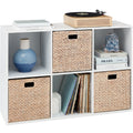 6-Cube Bookshelf 13.5in Storage Display w/ Removable Panels Customizable