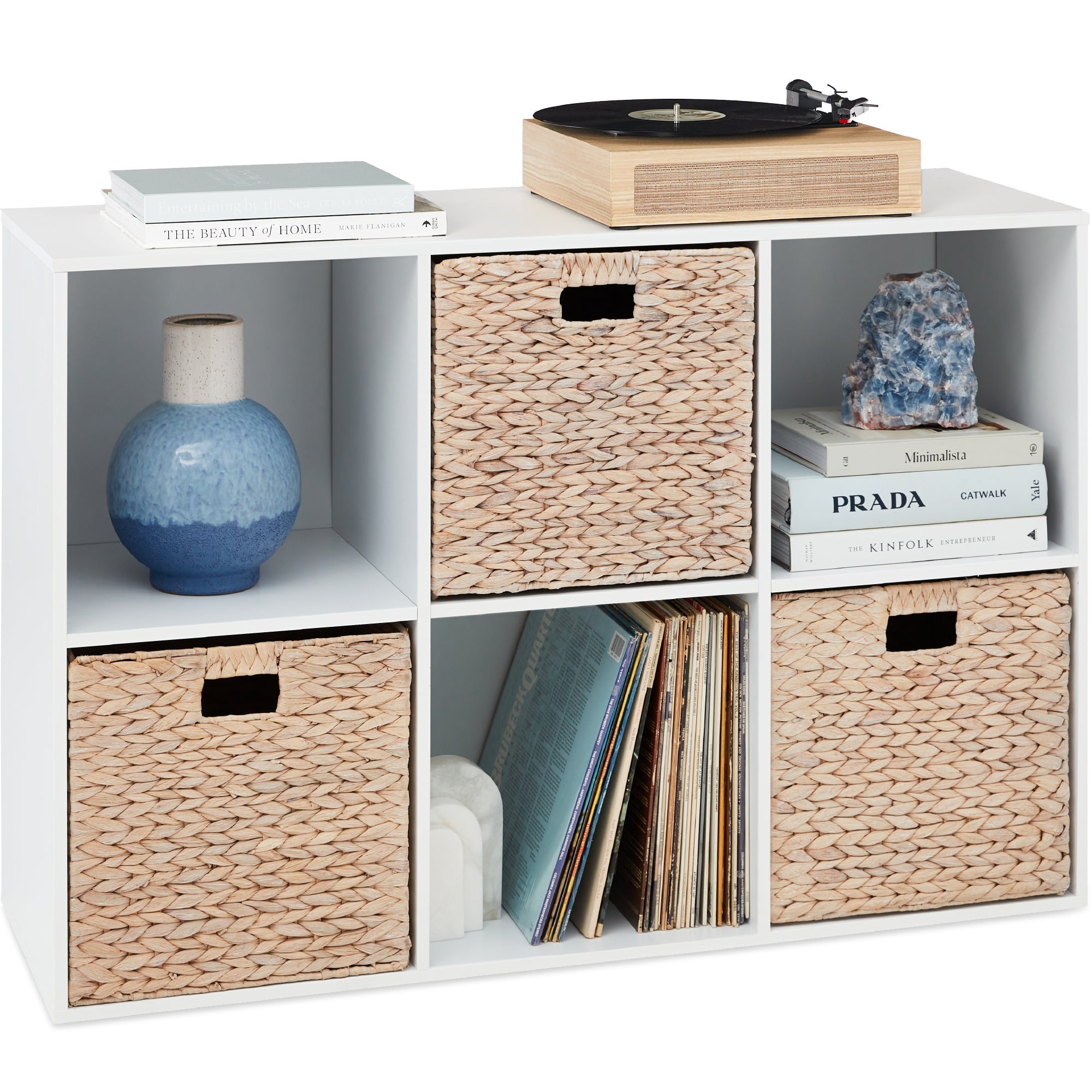 6-Cube Bookshelf 13.5in Storage Display w/ Removable Panels Customizable
