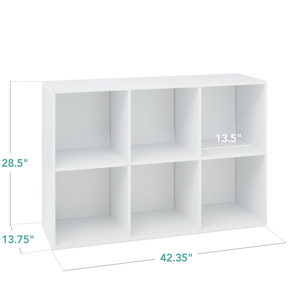 6-Cube Bookshelf 13.5in Storage Display w/ Removable Panels Customizable