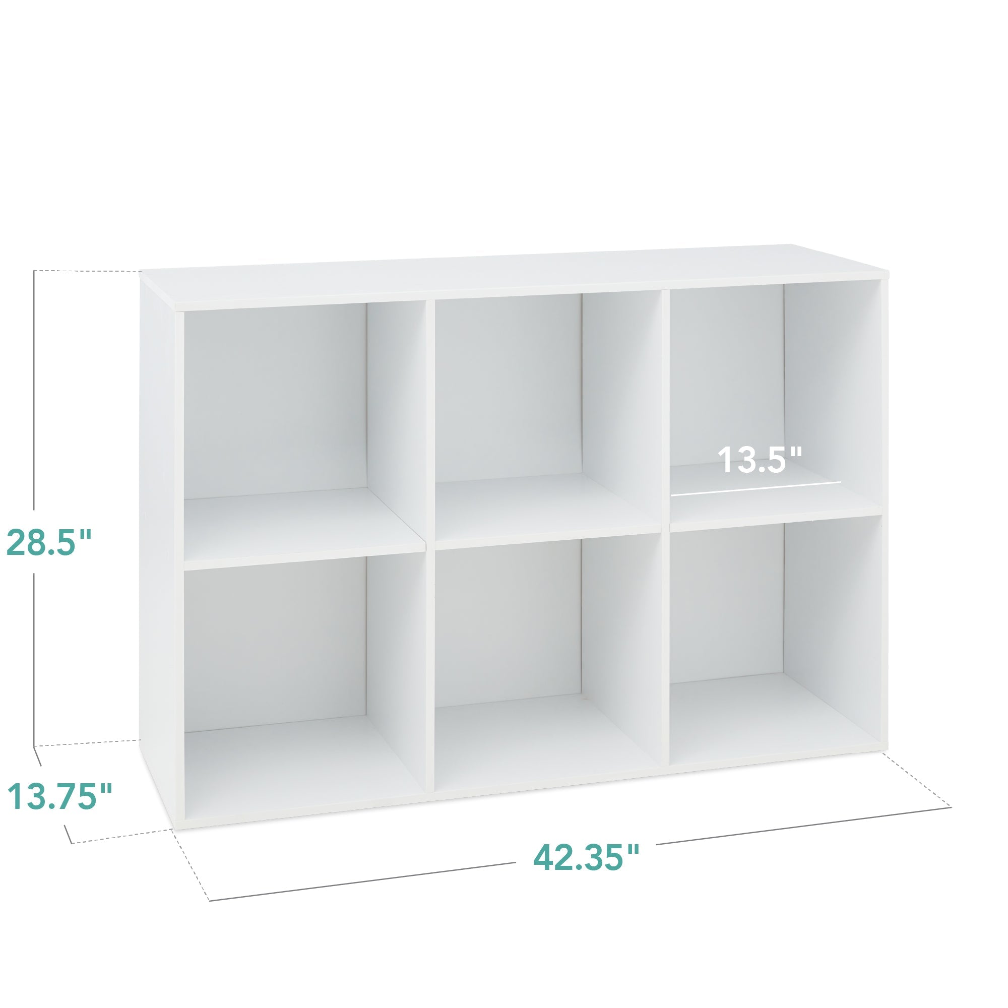 6-Cube Bookshelf 13.5in Storage Display w/ Removable Panels Customizable