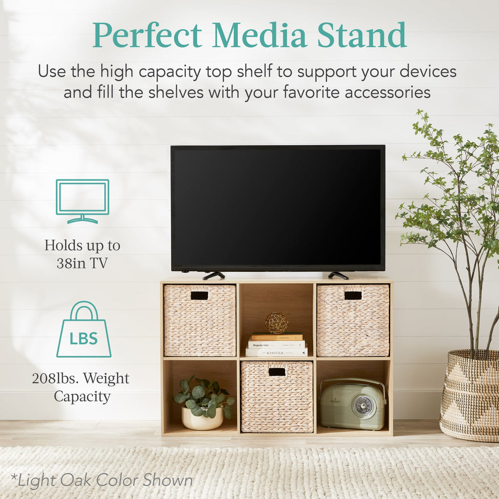 6-Cube Bookshelf 13.5in Storage Display w/ Removable Panels Customizable