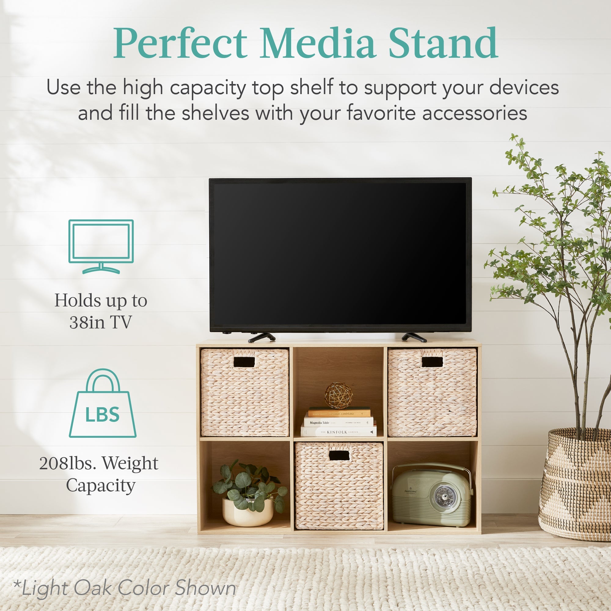 6-Cube Bookshelf 13.5in Storage Display w/ Removable Panels Customizable