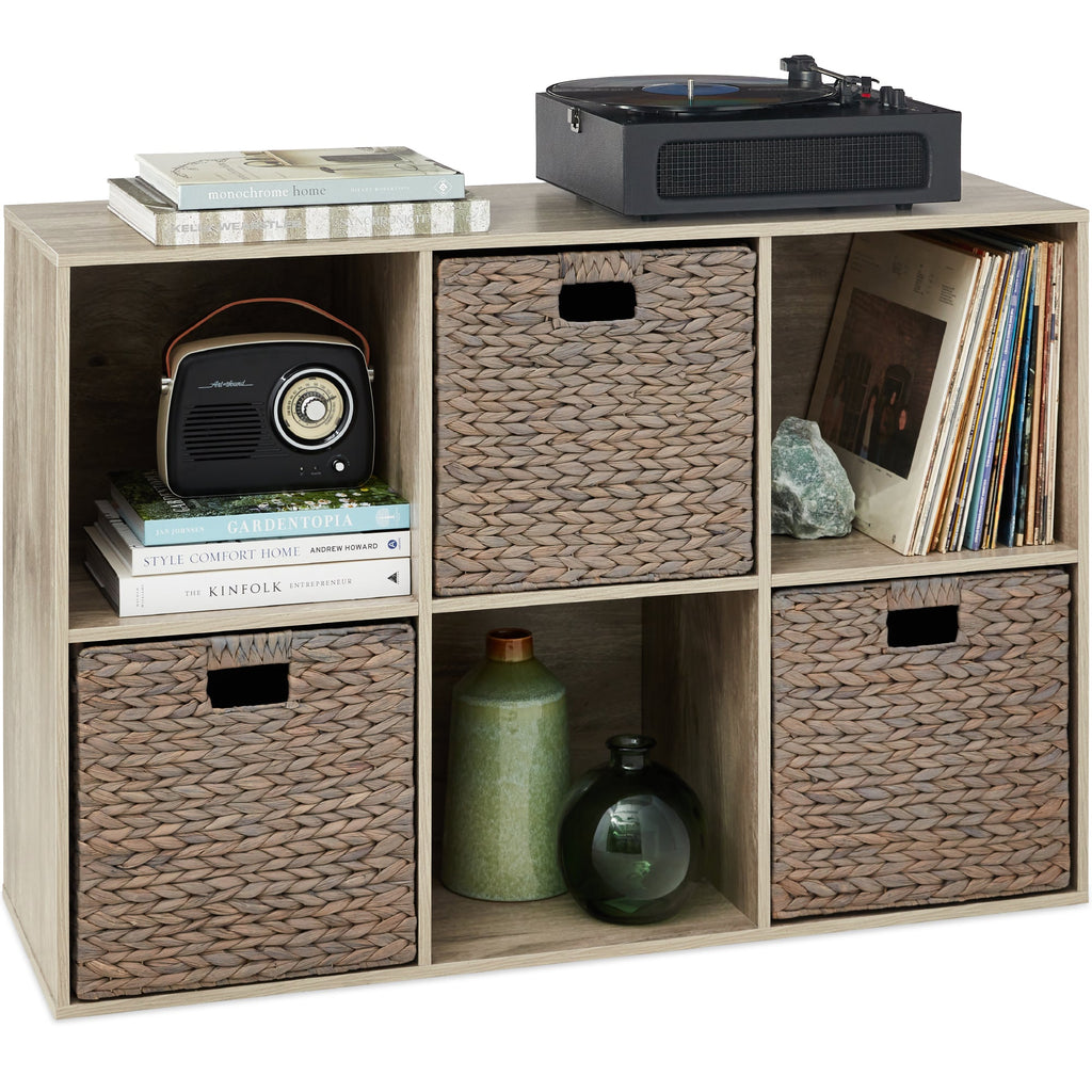 6-Cube Bookshelf 13.5in Storage Display w/ Removable Panels Customizable