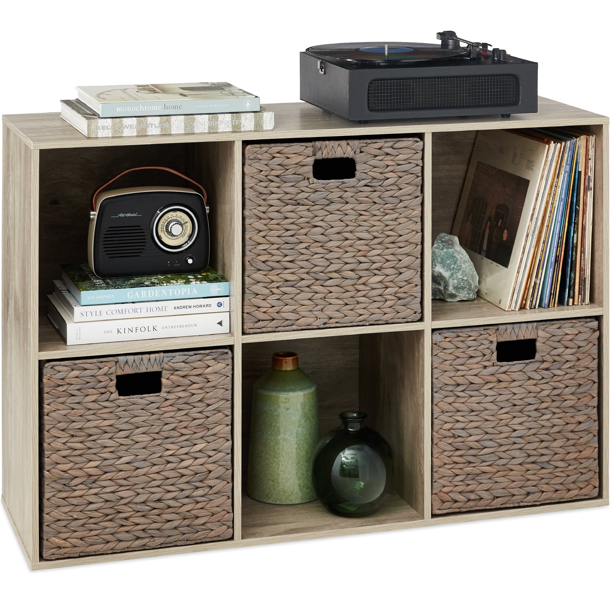 6-Cube Bookshelf 13.5in Storage Display w/ Removable Panels Customizable