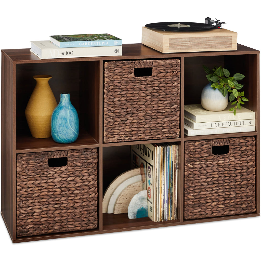 6-Cube Bookshelf 13.5in Storage Display w/ Removable Panels Customizable