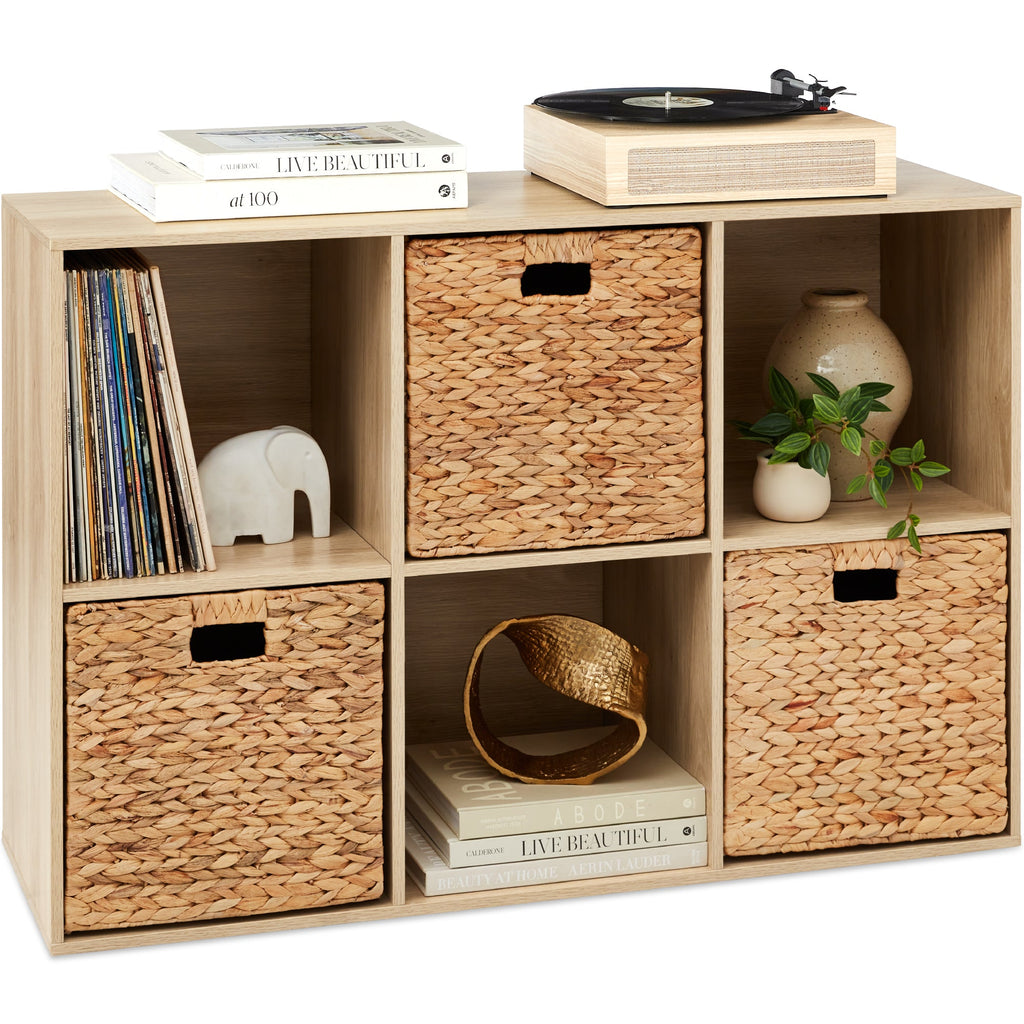 6-Cube Bookshelf 13.5in Storage Display w/ Removable Panels Customizable