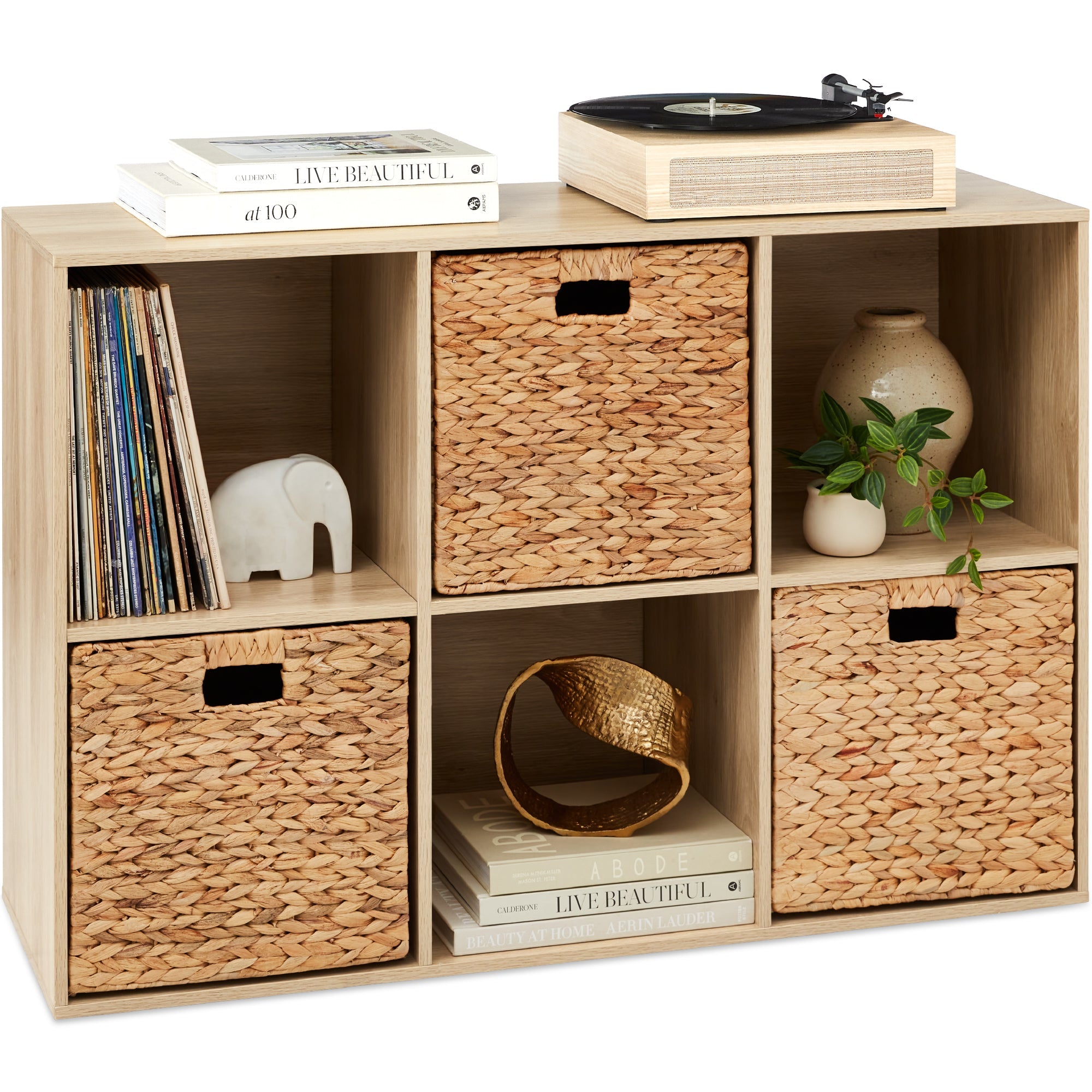 6-Cube Bookshelf 13.5in Storage Display w/ Removable Panels Customizable