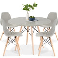5-Piece Mid-Century Modern Dining Set w/ 4 Chairs Wooden Legs Metal Frame