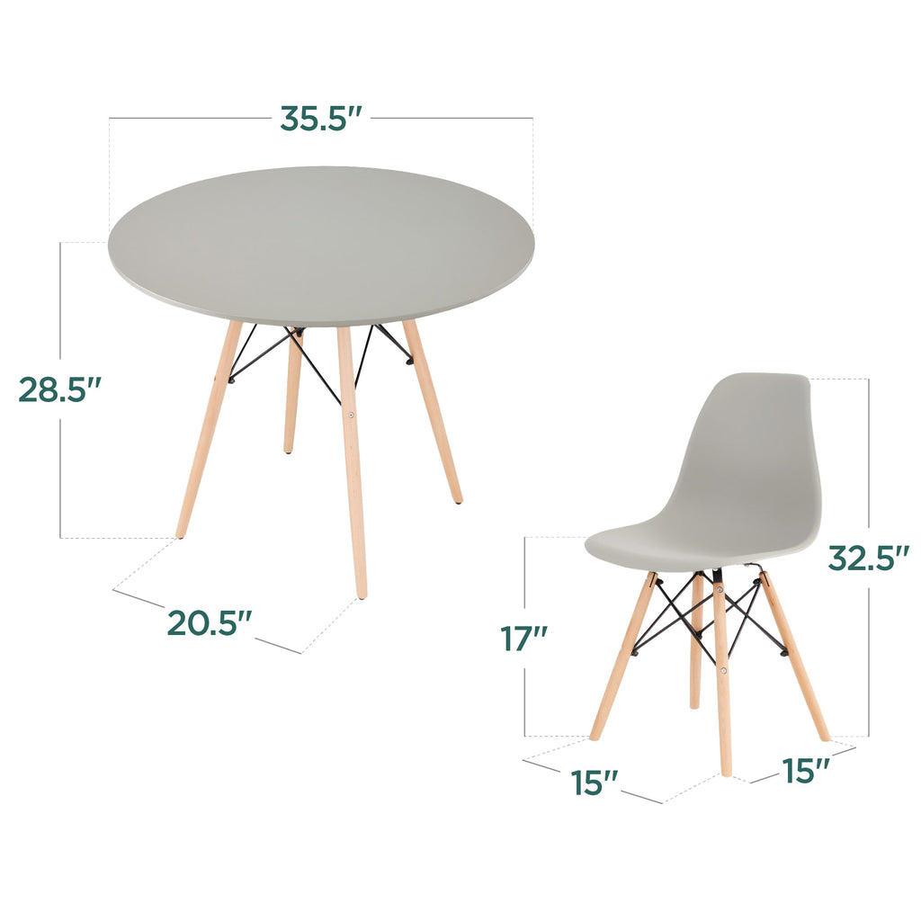 5-Piece Mid-Century Modern Dining Set w/ 4 Chairs Wooden Legs Metal Frame