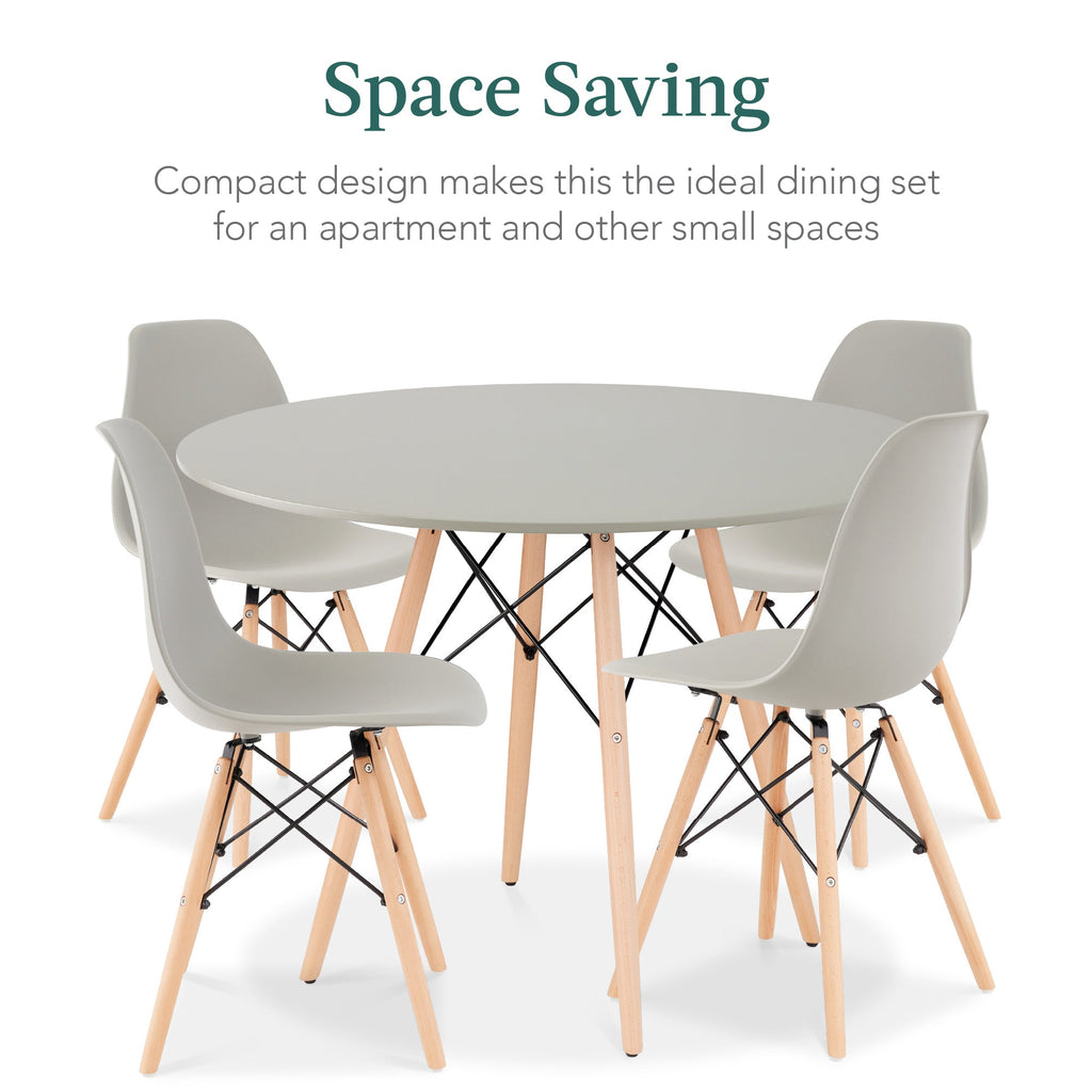 5-Piece Mid-Century Modern Dining Set w/ 4 Chairs Wooden Legs Metal Frame
