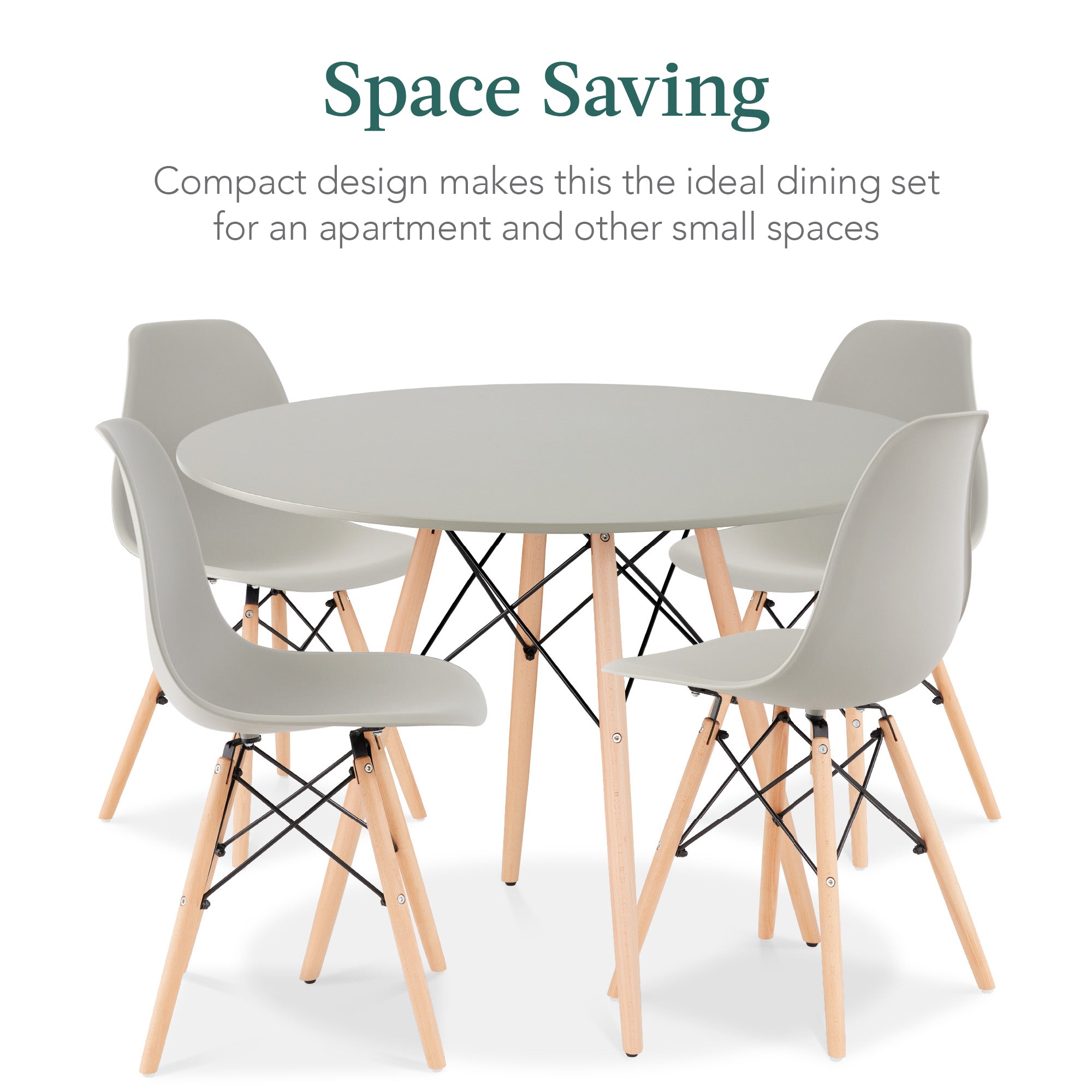 5-Piece Mid-Century Modern Dining Set w/ 4 Chairs Wooden Legs Metal Frame