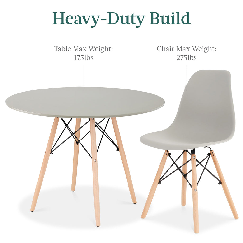5-Piece Mid-Century Modern Dining Set w/ 4 Chairs Wooden Legs Metal Frame