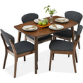 5-Piece Wooden Mid-Century Modern Dining Set w/ 4 Chairs Padded Seat & Back
