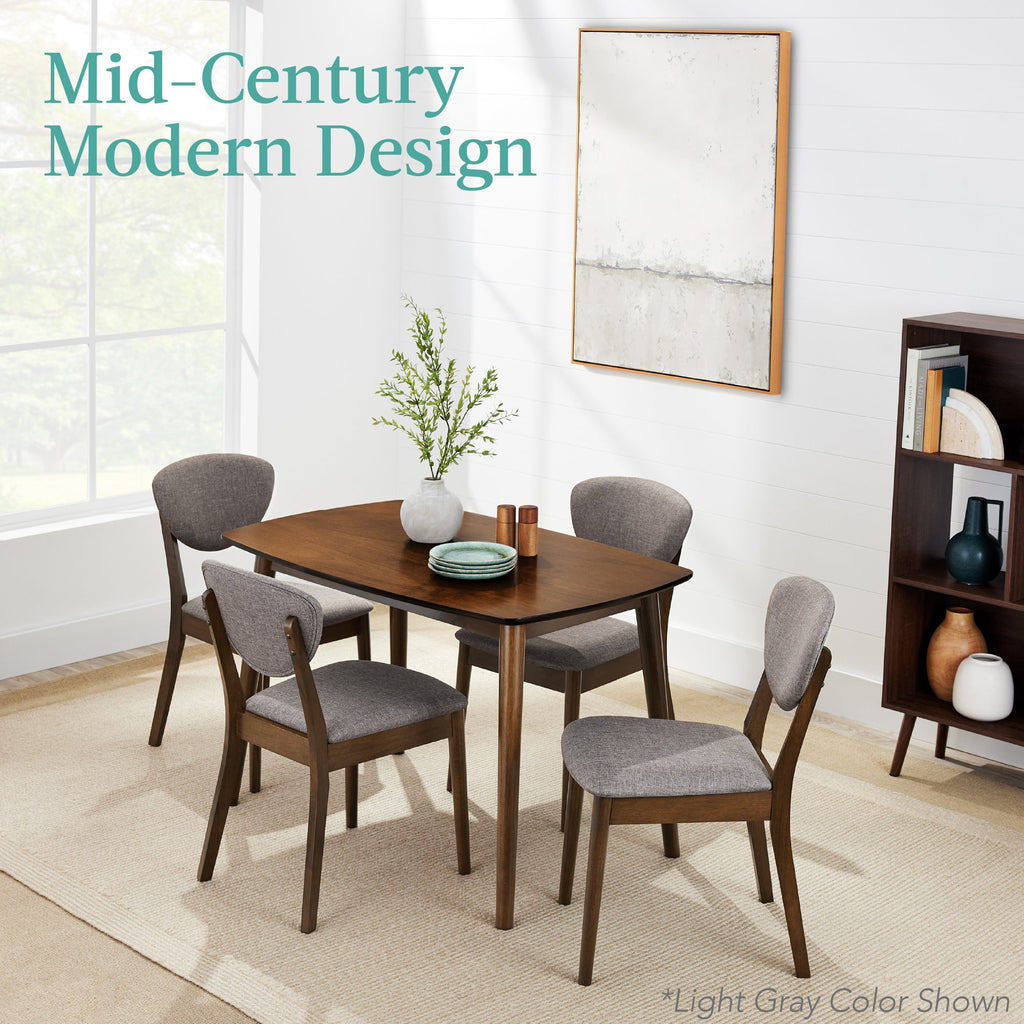 5-Piece Wooden Mid-Century Modern Dining Set w/ 4 Chairs Padded Seat & Back