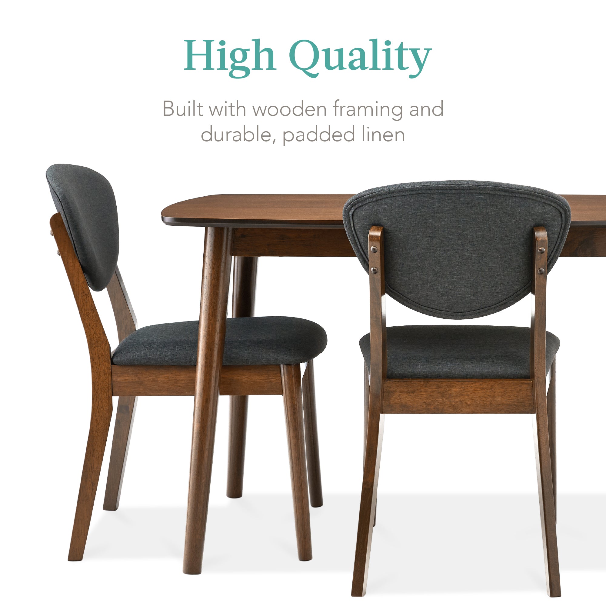 5-Piece Wooden Mid-Century Modern Dining Set w/ 4 Chairs Padded Seat & Back