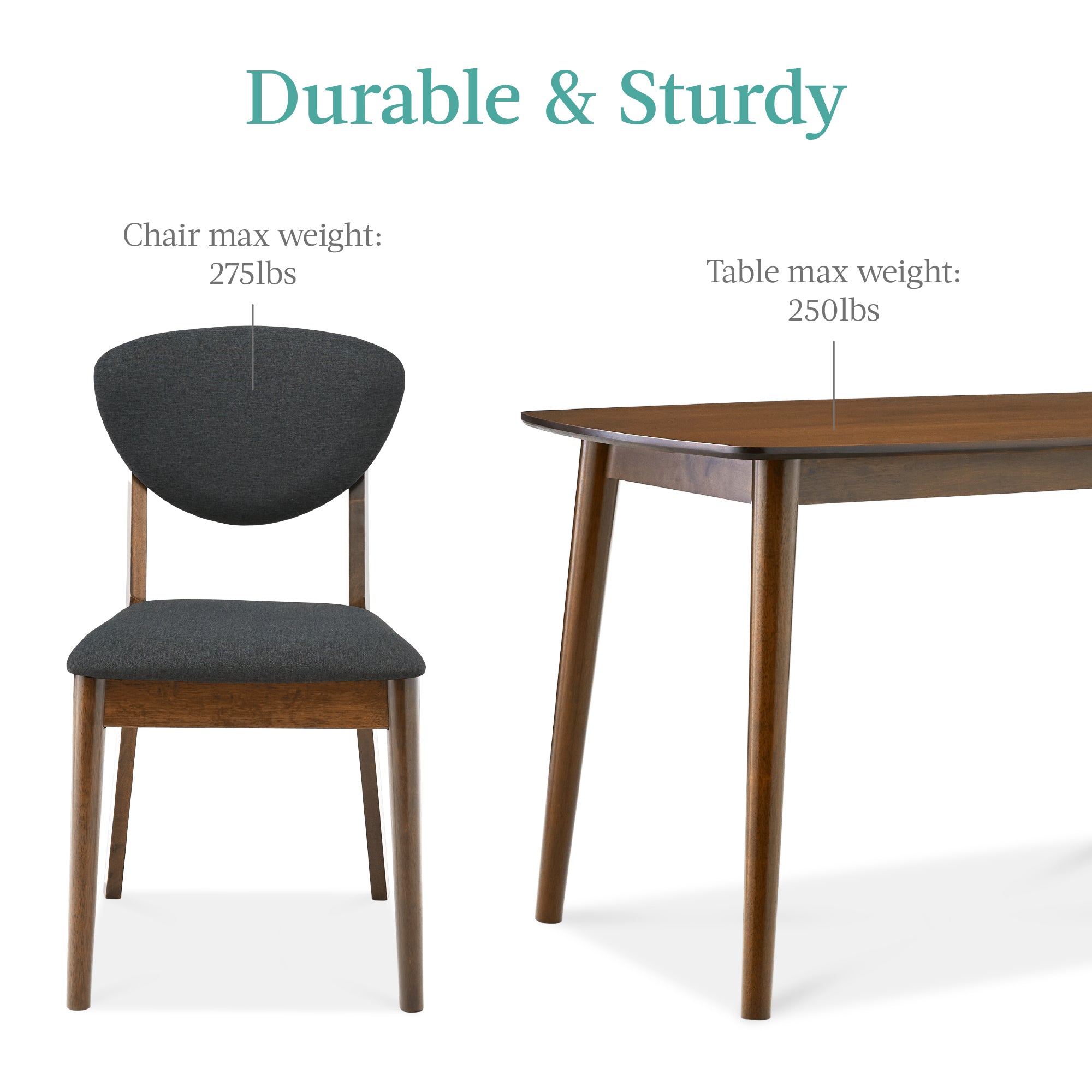 5-Piece Wooden Mid-Century Modern Dining Set w/ 4 Chairs Padded Seat & Back