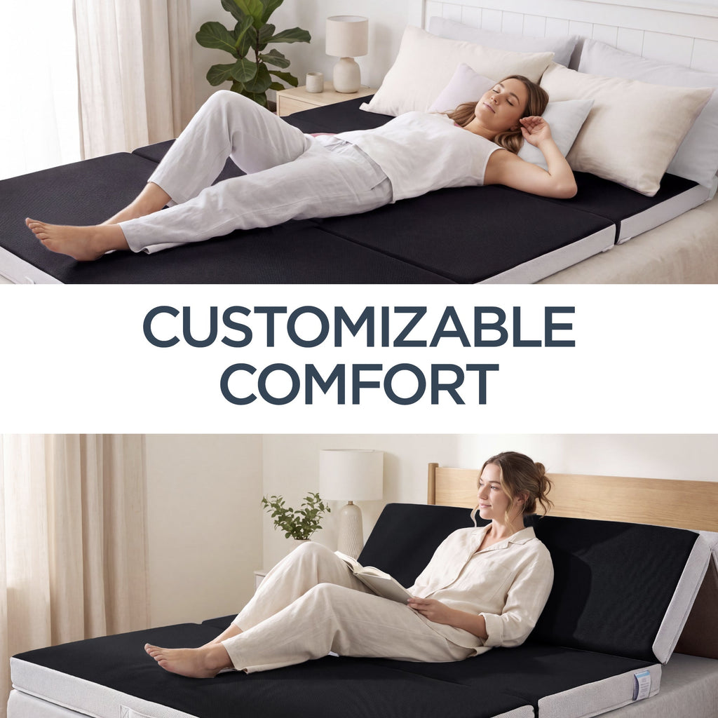 4in Portable Mattress Topper Tri-Fold Mattress Pad - Onyx Black
