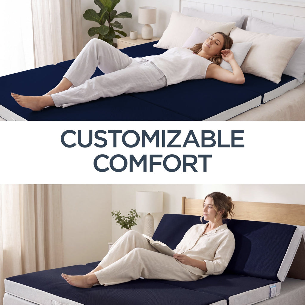 4in Portable Mattress Topper Tri-Fold Mattress Pad - Midnight Blue