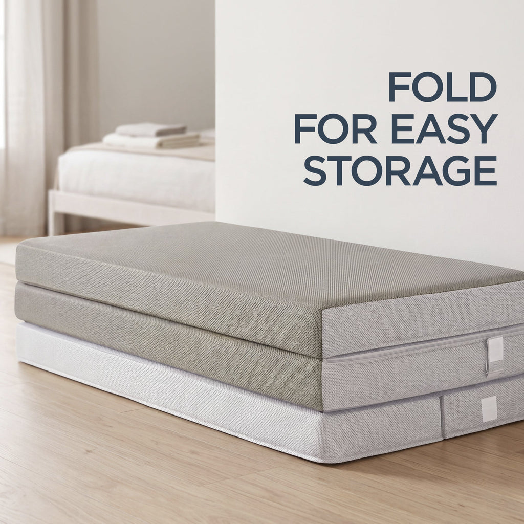 4in Portable Mattress Topper Tri-Fold Mattress Pad - Taupe